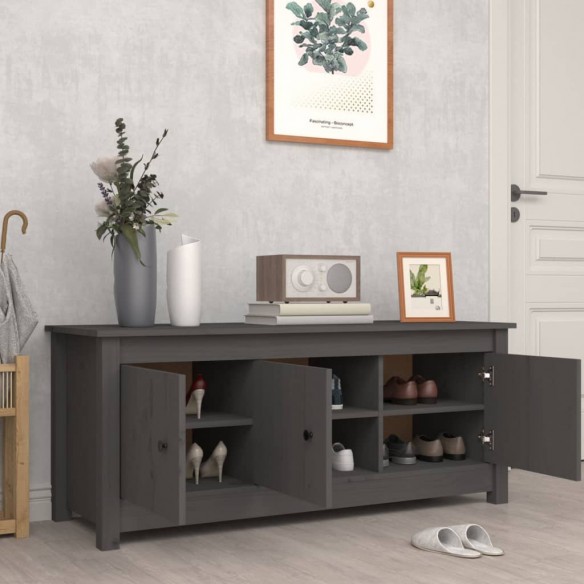 Armoire à chaussures Gris 110x38x45,5 cm Bois de pin massif