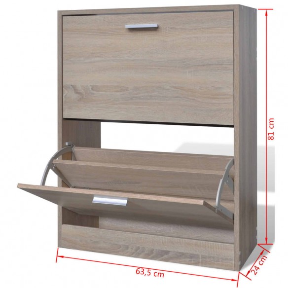 Meuble à chaussures en bois avec 2 compartiments Aspect chêne