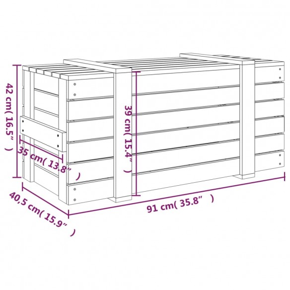 Boîte de rangement 91x40,5x42 cm Bois massif de pin