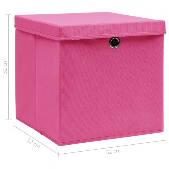 Boîtes de rangement avec couvercles 10pcs Rose 32x32x32cm Tissu