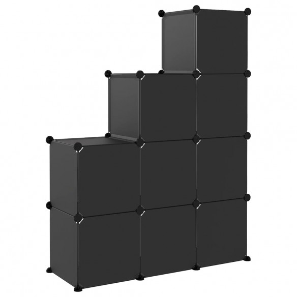 Cubes de rangement 9 pcs Noir PP
