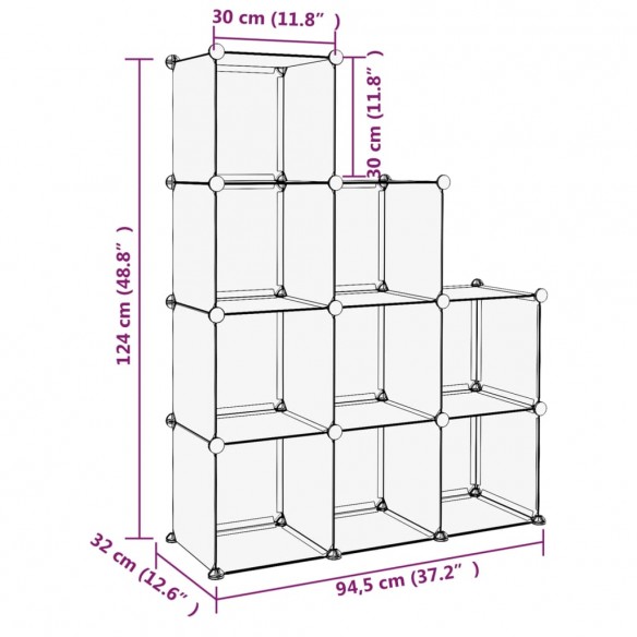 Cubes de rangement 9 pcs Noir PP