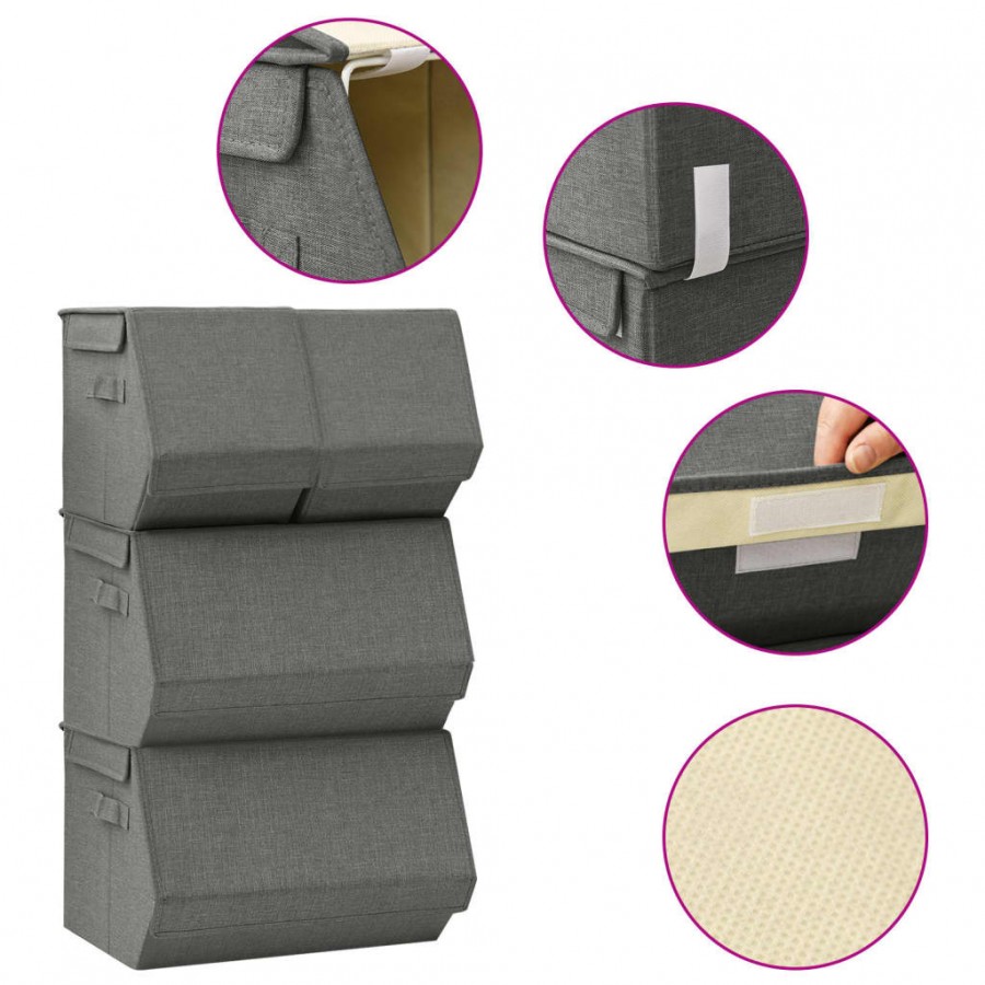 Boîtes de rangement empilables 4 pcs Tissu Anthracite