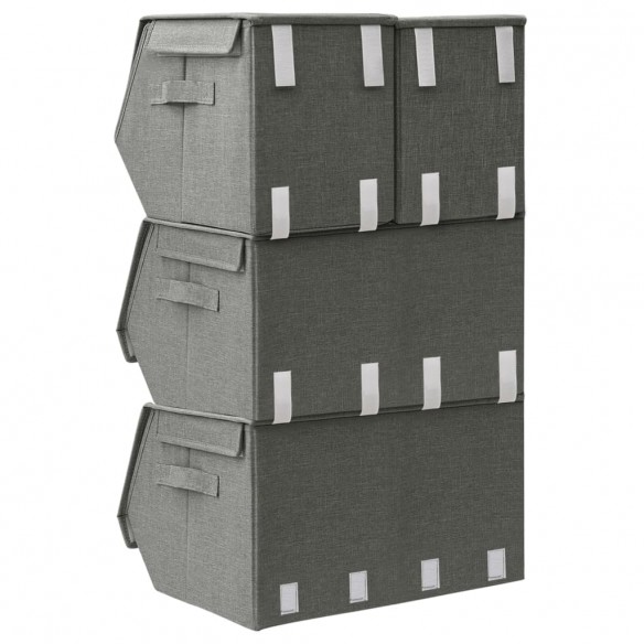 Boîtes de rangement empilables 4 pcs Tissu Anthracite