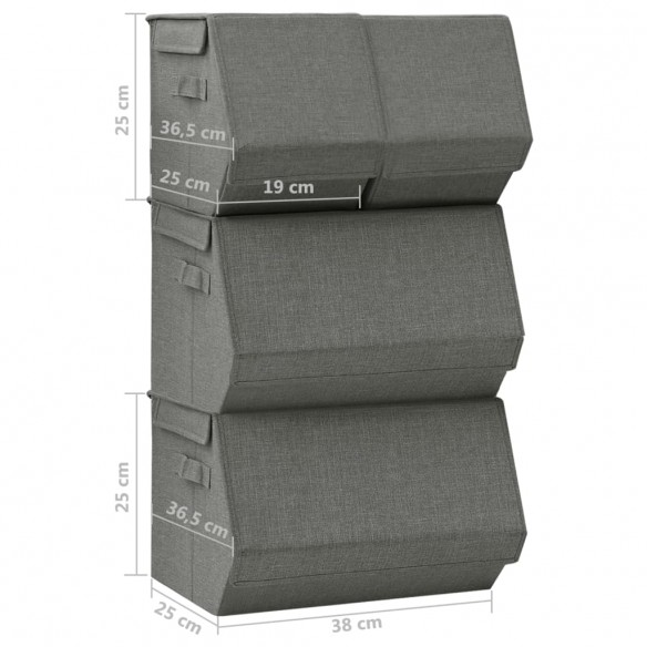 Boîtes de rangement empilables 4 pcs Tissu Anthracite