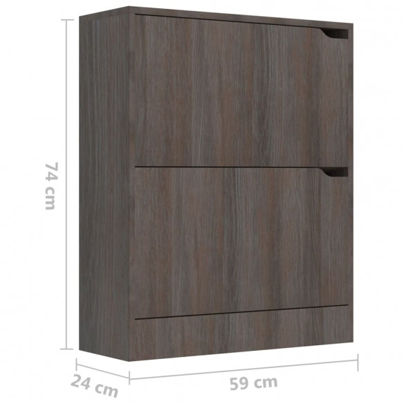 Armoire à chaussures 2 portes Chêne gris 59x24x74 cm Aggloméré