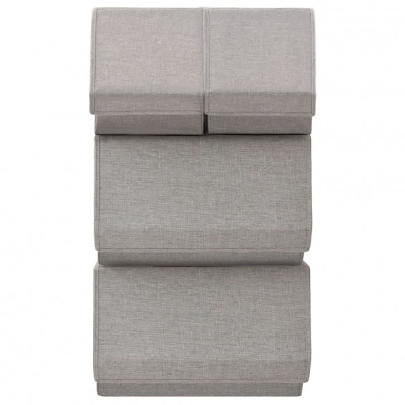 Boîtes de rangement empilables 4 pcs Tissu Gris