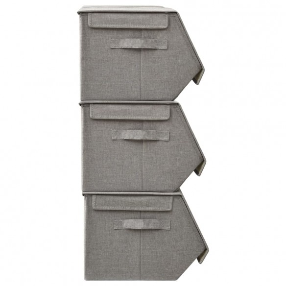 Boîtes de rangement empilables 4 pcs Tissu Gris