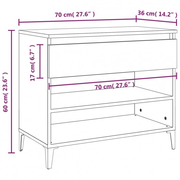 Armoire à chaussures Gris béton 70x36x60 cm Bois d'ingénierie