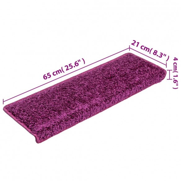 Tapis d'escalier 10 pcs 65x21x4 cm Violet