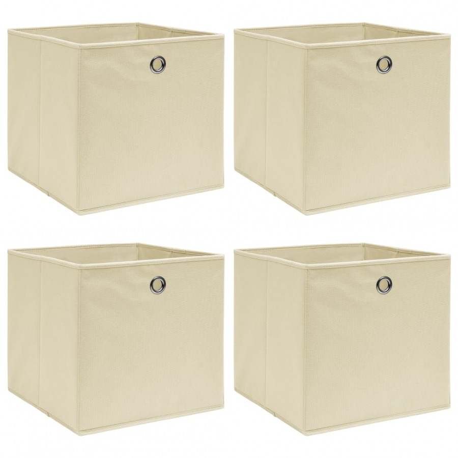 Boîtes de rangement 4 pcs Crème 32x32x32 cm Tissu