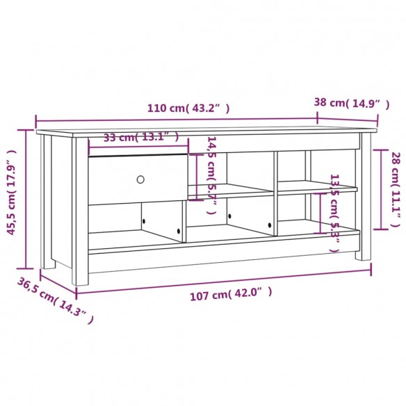 Armoire à chaussures Noir 110x38x45,5 cm Bois de pin massif