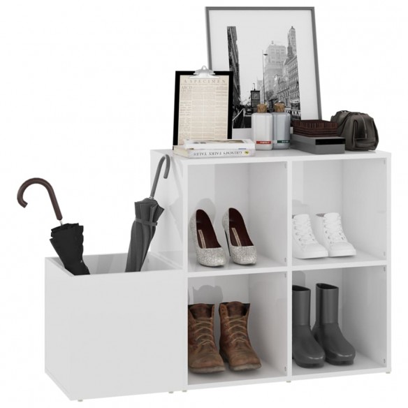 Armoire à chaussures Blanc brillant 105x35,5x70 cm Aggloméré