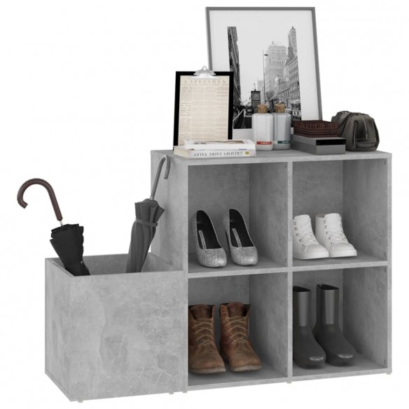 Armoire à chaussures entrée Gris béton 105x35,5x70 cm Aggloméré