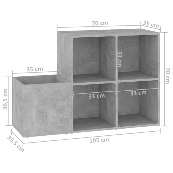 Armoire à chaussures entrée Gris béton 105x35,5x70 cm Aggloméré