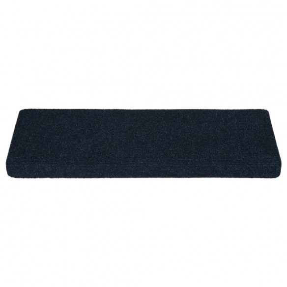 Tapis d'escalier 15 pcs Tissu aiguilleté 65x21x4 cm Bleu