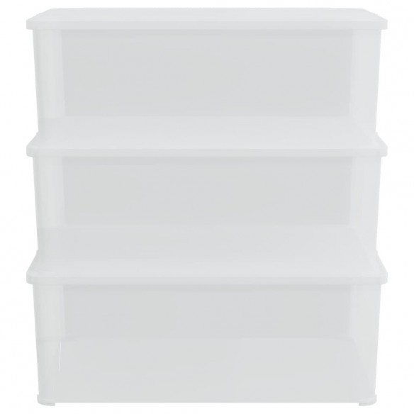 Boîtes de rangement en plastique 3 pcs 10 L empilables