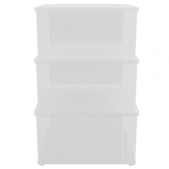 Boîtes de rangement en plastique 3 pcs 10 L empilables