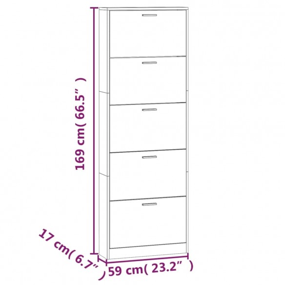 Armoire à chaussure Blanc brillant 59x17x169 cm Bois ingénierie