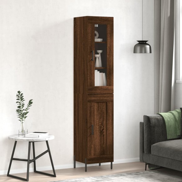 Buffet haut Chêne marron 34,5x34x180 cm Bois d'ingénierie