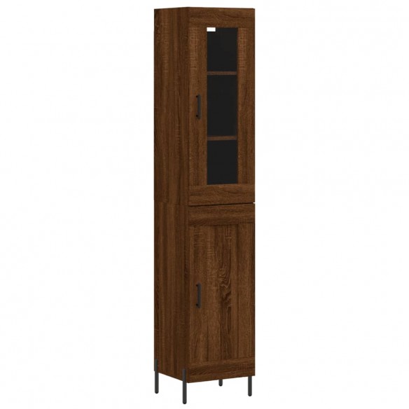 Buffet haut Chêne marron 34,5x34x180 cm Bois d'ingénierie