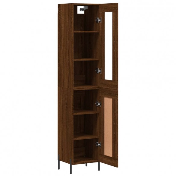 Buffet haut Chêne marron 34,5x34x180 cm Bois d'ingénierie