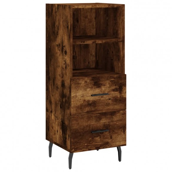 Buffet haut Chêne fumé 34,5x34x180 cm Bois d'ingénierie