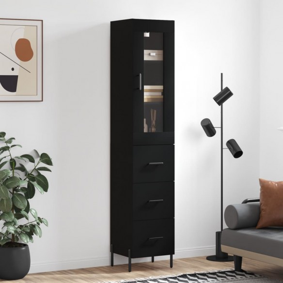 Buffet haut Noir 34,5x34x180 cm Bois d'ingénierie