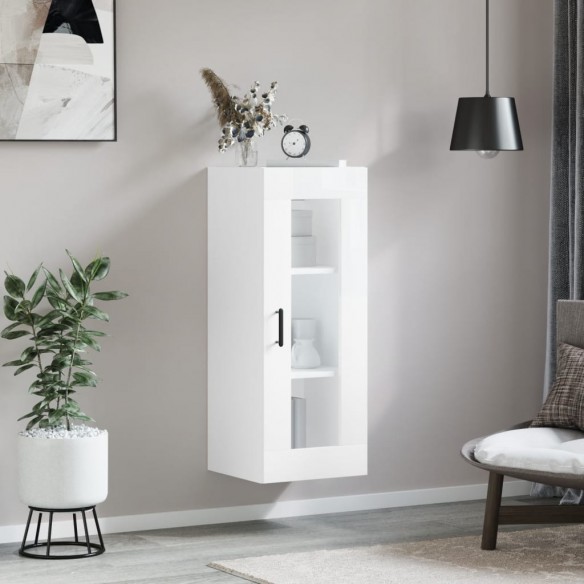 Armoire murale blanc brillant 34,5x34x90 cm