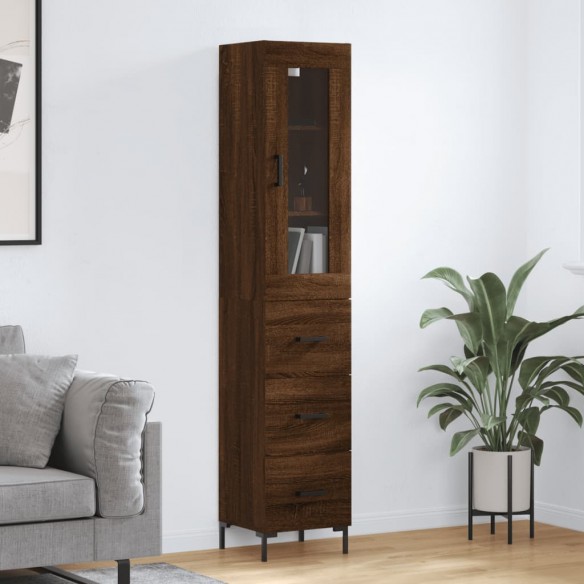 Buffet haut Chêne marron 34,5x34x180 cm Bois d'ingénierie