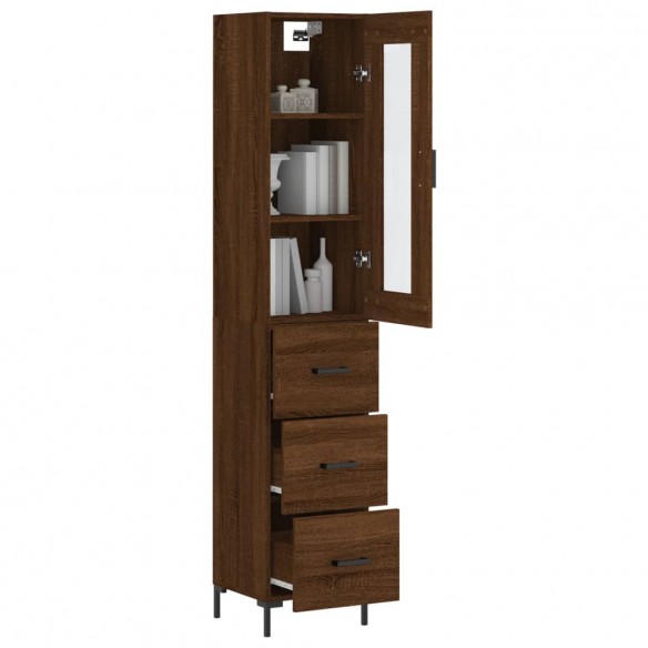 Buffet haut Chêne marron 34,5x34x180 cm Bois d'ingénierie