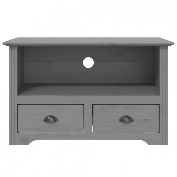 Meuble TV avec 2 tiroirs BODO gris 91x43x56cm bois massif pin