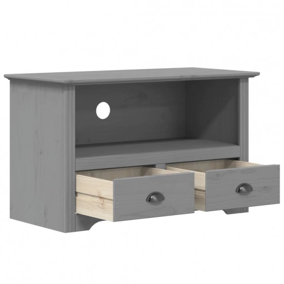 Meuble TV avec 2 tiroirs BODO gris 91x43x56cm bois massif pin