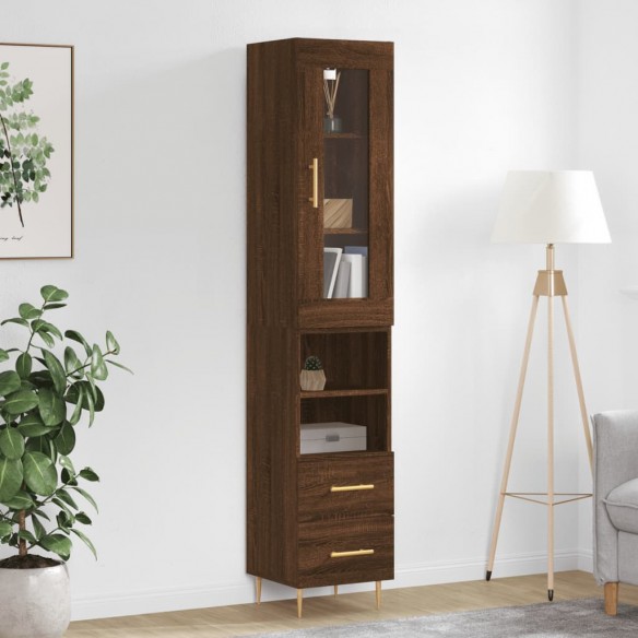 Buffet haut Chêne marron 34,5x34x180 cm Bois d'ingénierie