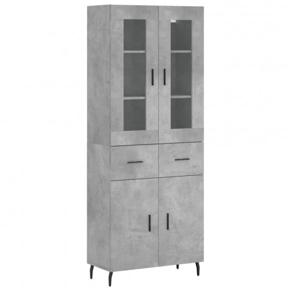 Buffet haut Gris béton 69,5x34x180 cm Bois d'ingénierie