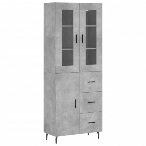 Buffet haut Gris béton 69,5x34x180 cm Bois d'ingénierie