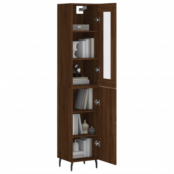 Buffet haut Chêne marron 34,5x34x180 cm Bois d'ingénierie