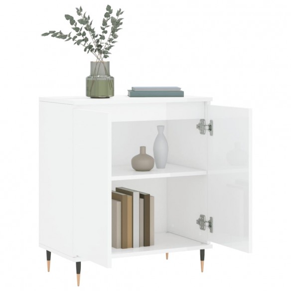 Buffet Blanc brillant 60x35x70 cm Bois d'ingénierie