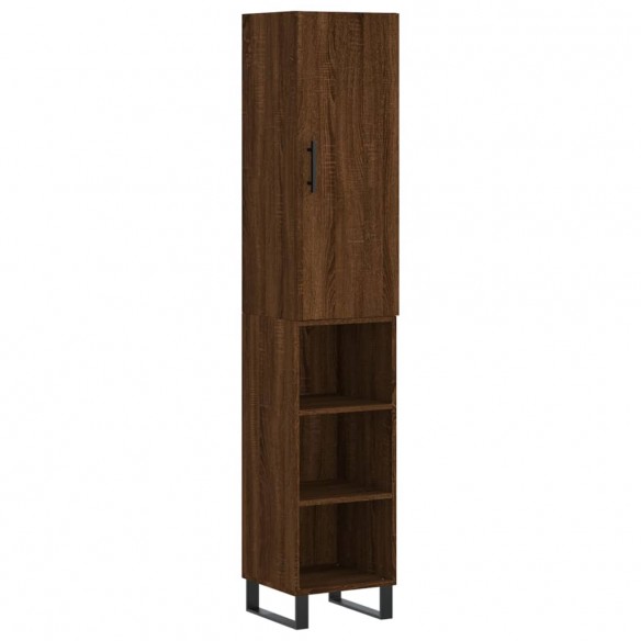 Buffet haut Chêne marron 34,5x34x180 cm Bois d'ingénierie