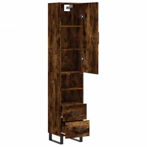 Buffet haut Chêne fumé 34,5x34x180 cm Bois d'ingénierie