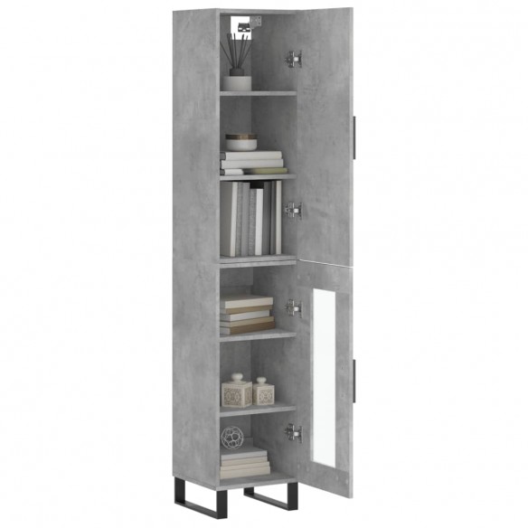 Buffet haut Gris béton 34,5x34x180 cm Bois d'ingénierie