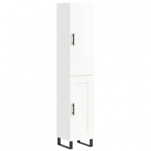 Buffet haut Blanc brillant 34,5x34x180 cm Bois d'ingénierie