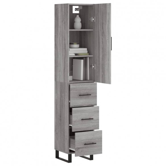 Buffet haut Sonoma gris 34,5x34x180 cm Bois d'ingénierie