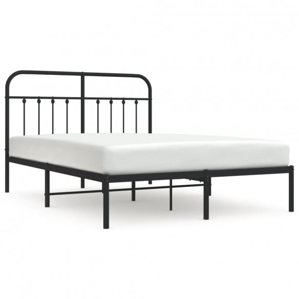 Cadre de lit métal avec tête de lit noir 135x190 cm