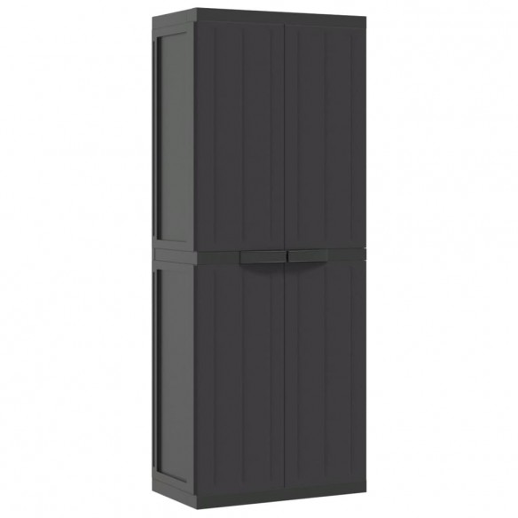 Armoire de rangement d'extérieur noir 65x37x165 cm PP