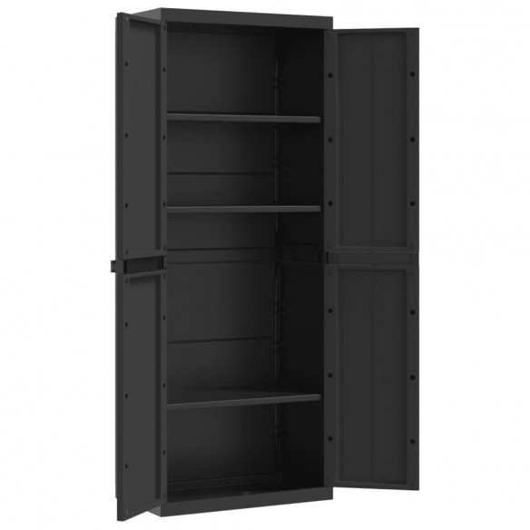 Armoire de rangement d'extérieur noir 65x37x165 cm PP