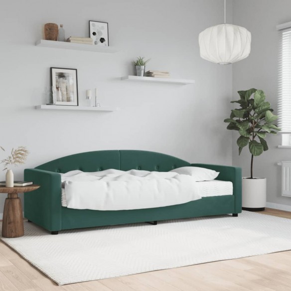 Lit de jour avec matelas vert foncé 80x200 cm velours