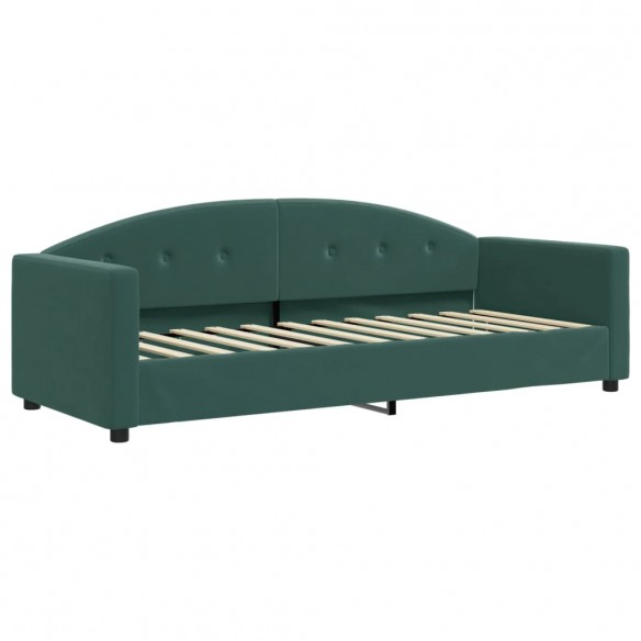 Lit de jour avec matelas vert foncé 80x200 cm velours