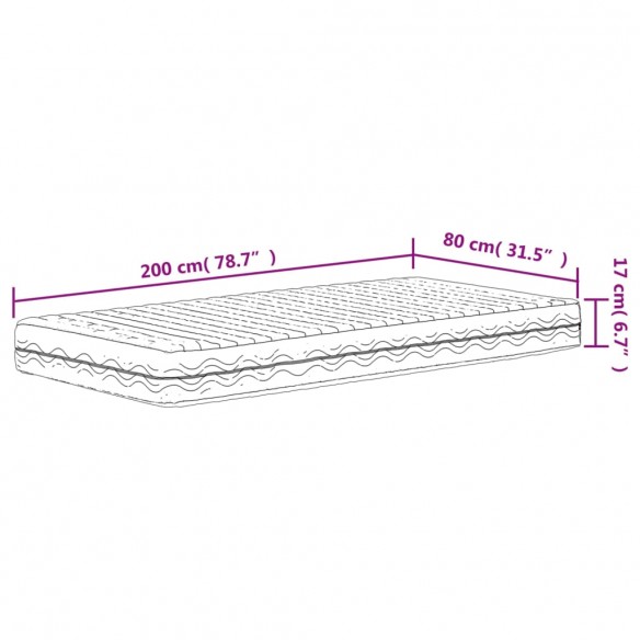 Matelas en mousse blanc 80x200 cm dureté H2 H3