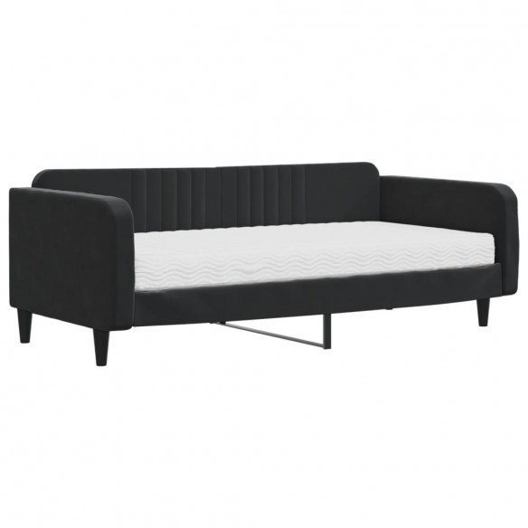 Lit de jour avec matelas noir 100x200 cm velours